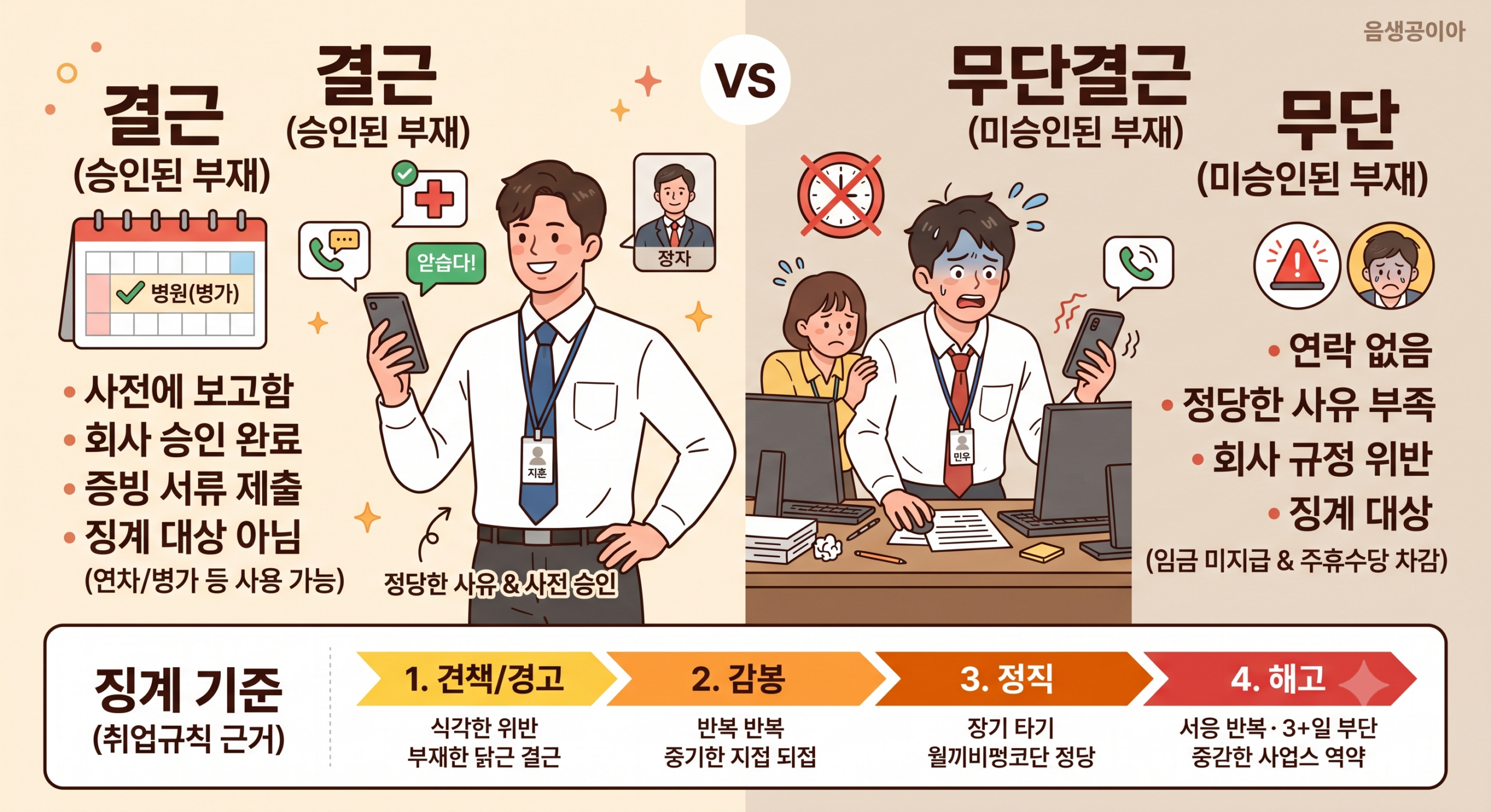 결근과 무단결근 차이점 완벽 비교 및 주휴수당 감액 기준과 해고 징계 리스크 총정리 1 11 scaled