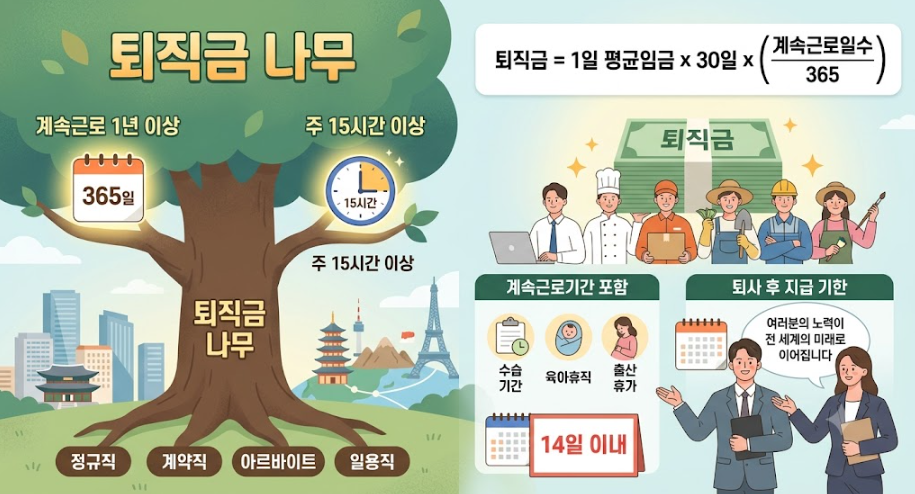 퇴직금 받을 수 있는 최소 근무기간은? 지급조건과 계산법 총정리! 1 본문 주제 맞춤형 일러스트 이미지