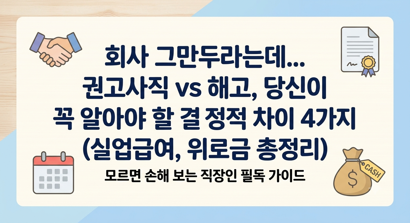 사직서 잘못 쓰면 실업급여 날린다? 권고사직과 해고의 결정적 차이 및 위로금·실업급여 완벽 대응 가이드 1 5