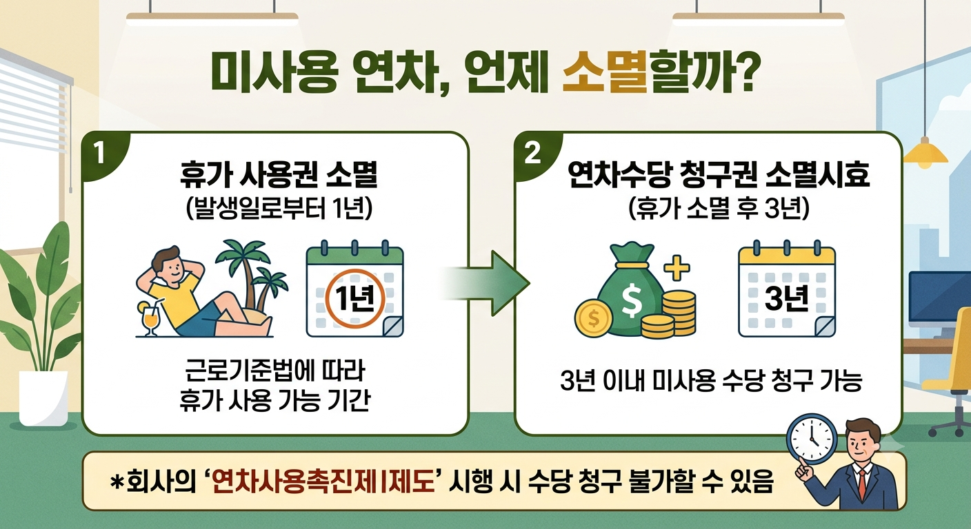 남은 연차 그냥 날아갈까? 미사용 연차 소멸 시기와 연차수당 정산 완벽 지급 가이드 1 8