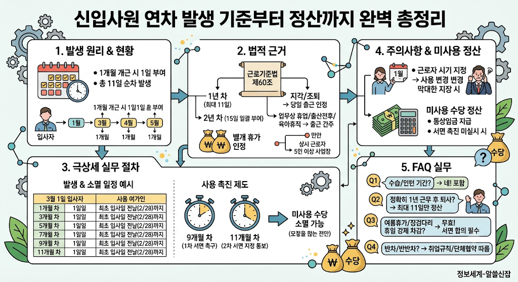 신입사원 연차 발생 기준부터 사용 시기 및 미사용 수당 정산까지 완벽 총정리 가이드 1 신입사원 연차 발생 기준
