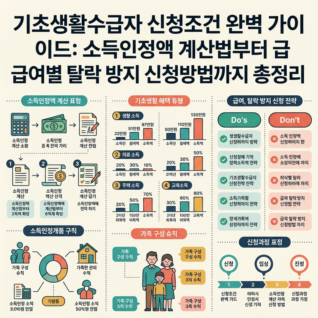 기초생활수급자 신청조건 완벽 가이드: 소득인정액 계산법부터 급여별 탈락 방지 신청방법까지 총정리 1 기초생활수급자 신청조건 썸넬