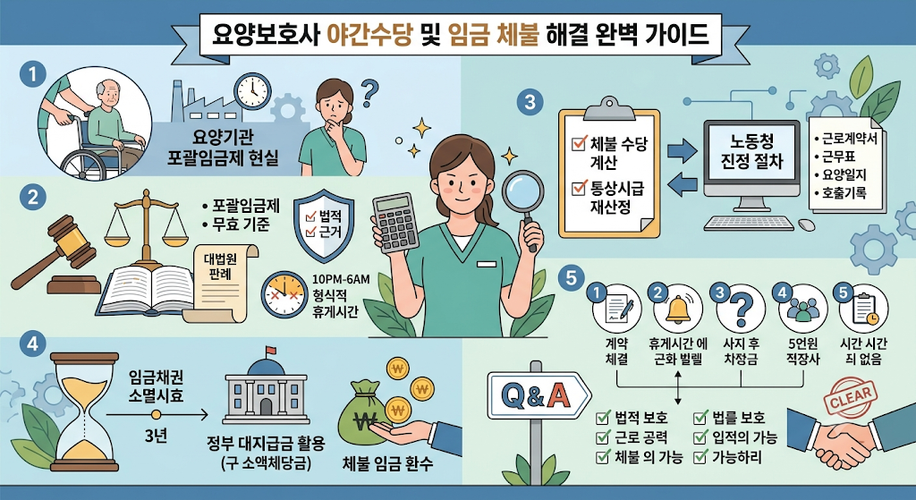 요양보호사 야간근무 수당 포괄임금제 불법 여부 및 추가 수당 청구 1 요양보호사 임금체불
