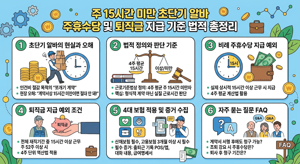주 15시간 미만 초단기 알바 주휴수당 및 퇴직금 받을 수 있을까? 1 초단기 알바
