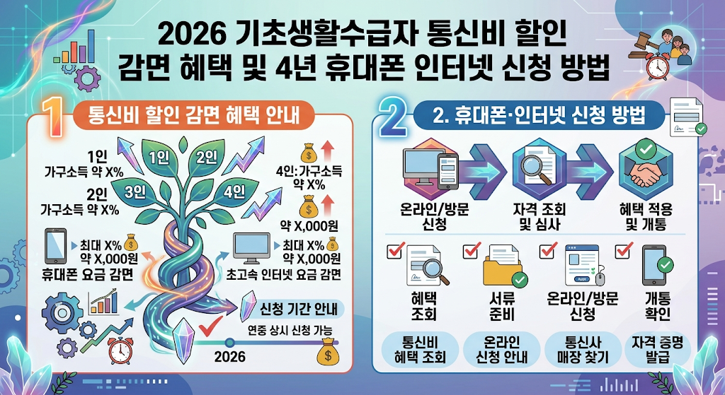 2026 기초생활수급자 통신비 할인 감면 혜택 및 휴대폰 인터넷 신청 방법 1 기초생활수급자 통신비 할인