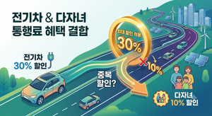 고속도로 통행료 전기차 30% 할인 다자녀 혜택 10% 중복 되는가? 3 전기차 다자녀 통행료