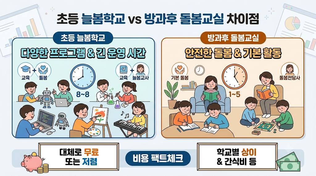 2026년 초등 늘봄학교 vs 방과후 돌봄교실 차이점과 비용 팩트체크 1 늘봄학교vs방과후돌봄교실