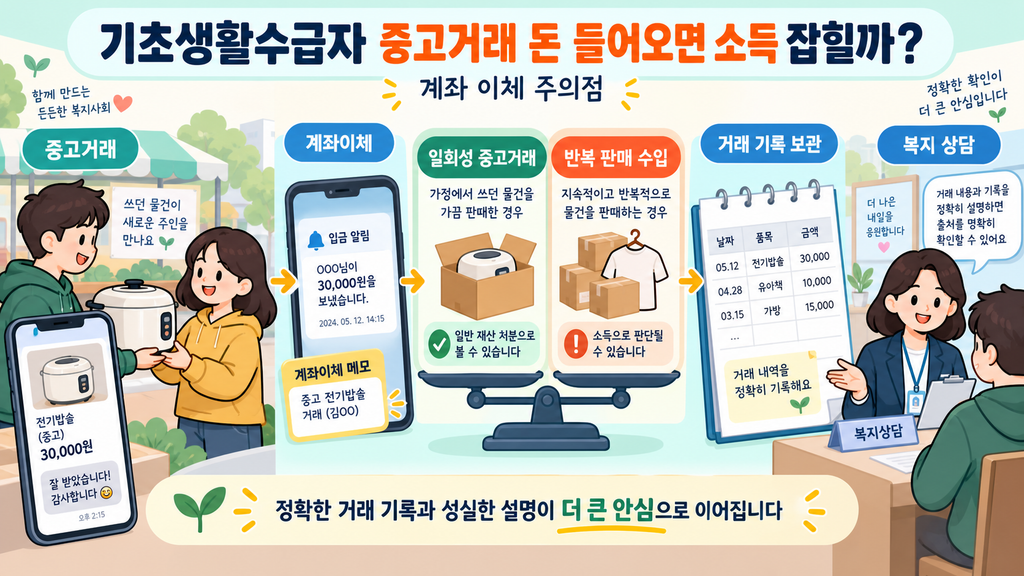기초생활수급자 당근마켓 중고거래 돈 들어오면 소득 잡힐까? 계좌 이체 주의점 1 수급자 중고거래