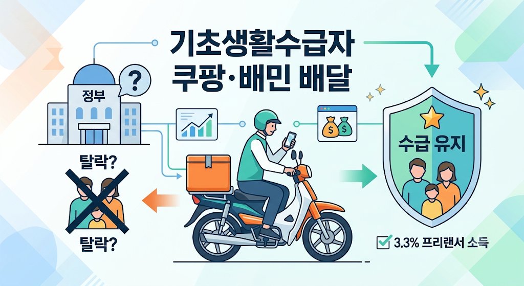 기초생활수급자 쿠팡·배민 배달 알바 뛰면 바로 탈락할까? 3.3% 프리랜서 소득 1 image 19