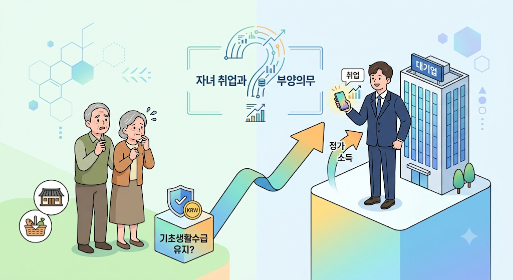 연락 끊긴 자식이 대기업 취업했는데 부모 기초생활수급 유지할 수 있을까? 1 자녀 대기업 취업시 부모 기초생활수급 유지
