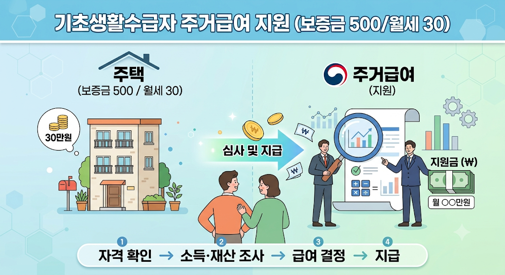 기초생활수급자 보증금 500에 월세 30만원 사는데 주거급여 얼마나 지원받나? 1 수급자 주거 급여 지원