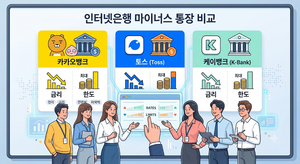인터넷은행(카카오뱅크·토스·케이뱅크) 마이너스 통장 금리 및 한도 비교 2 마이너스 통장 비교