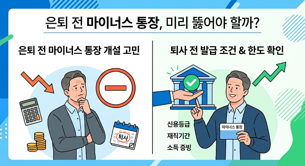 50대 은퇴 전 마이너스 통장 미리 뚫어야 할까? 퇴사 전 발급 조건과 한도 1 마이너스 통장 은퇴