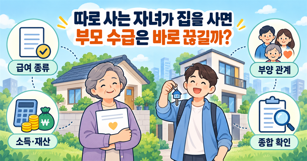 따로 사는 자녀가 집 살 때 부모 기초생활수급 유지될까? 부양의무자 재산 기준 1 따로 사는 자녀가 집 살 때 부모 기초생활수급 유지될까? 부양의무자 재산 기준